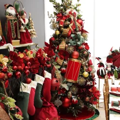 Reversible Red White Green Harlequin Pattern Wired Christmas Ribbon Garland Tree Garlands|