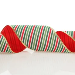 Reversible Red White Green Striped Wired Christmas Ribbon Garland Tree Garlands|