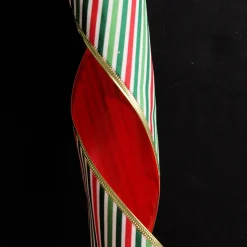 Reversible Red White Green Striped Wired Christmas Ribbon Garland Tree Garlands|