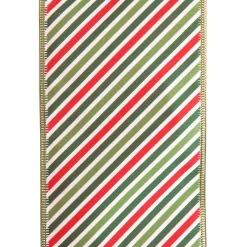Reversible Red White Green Striped Wired Christmas Ribbon Garland Tree Garlands|