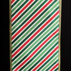 Reversible Red White Green Striped Wired Christmas Ribbon Garland Tree Garlands|