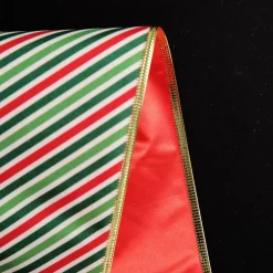 Reversible Red White Green Striped Wired Christmas Ribbon Garland Tree Garlands|