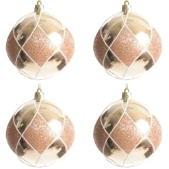 Rose Gold Diamond Christmas Baubles - Set of 4 Christmas Bauble Sets|