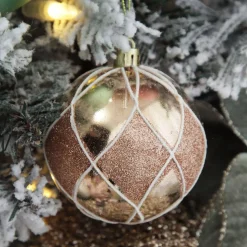 Rose Gold Diamond Christmas Baubles - Set of 4 Christmas Bauble Sets|