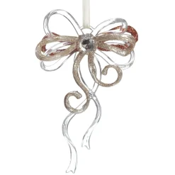Rose Gold Glitter and Clear Acrylic Bow Tree Decoration Christmas Tree Decorations|