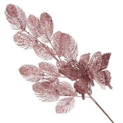 Rose Gold Glitter Feathers with Butterfly Spray Pick Christmas Sprays|