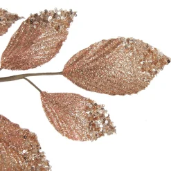 Rose Gold Glitter Leaf Spray with Sequin Tips Christmas Sprays|