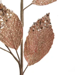 Rose Gold Glitter Leaf Spray with Sequin Tips Christmas Sprays|