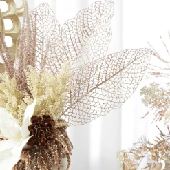 Rose Gold Mesh Palm Leaf Christmas Sprays|