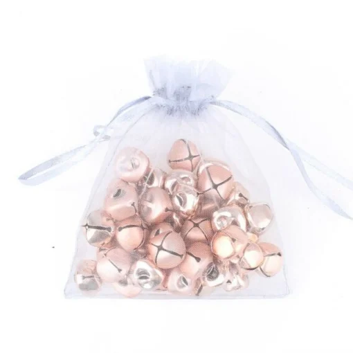 Rose Gold Mini Jingle Bell Decorations - Bag of 15 Christmas Craft Supplies|