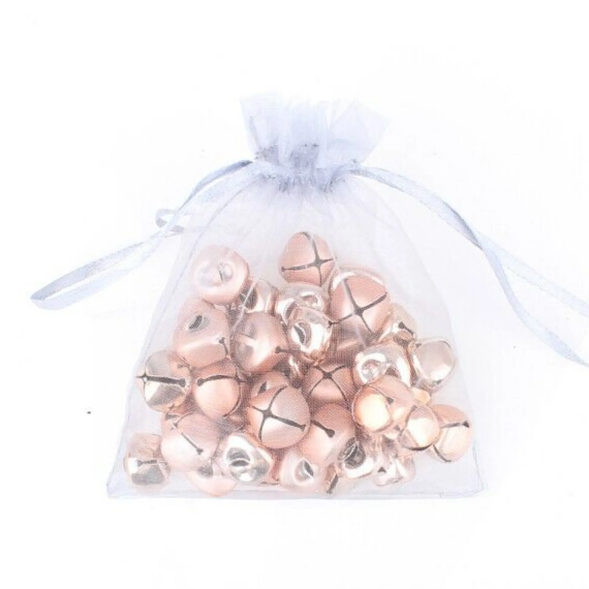 Rose Gold Mini Jingle Bell Decorations - Bag of 15 Christmas Craft Supplies|
