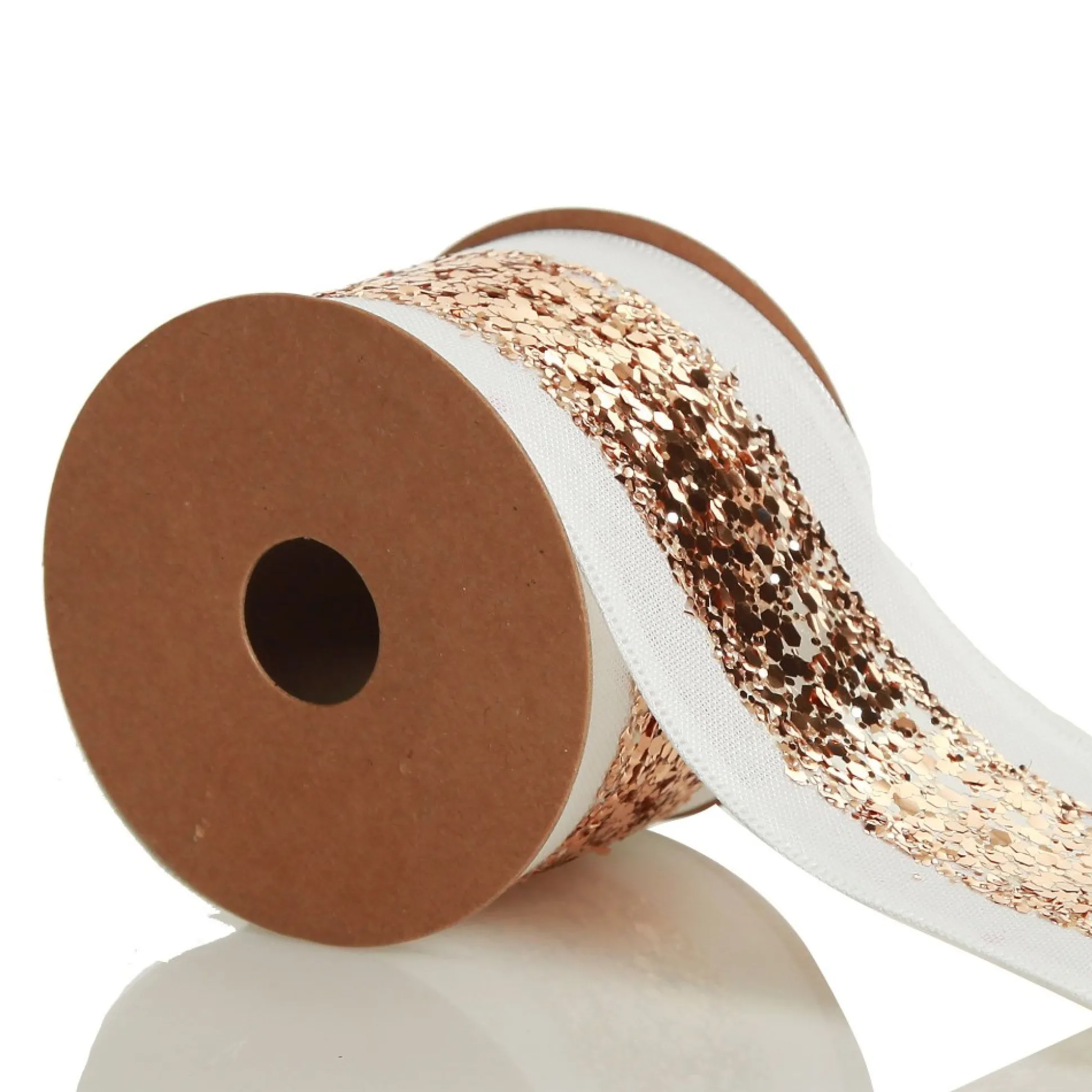 Rose Gold Sequin Wired Christmas Ribbon Ribbons|