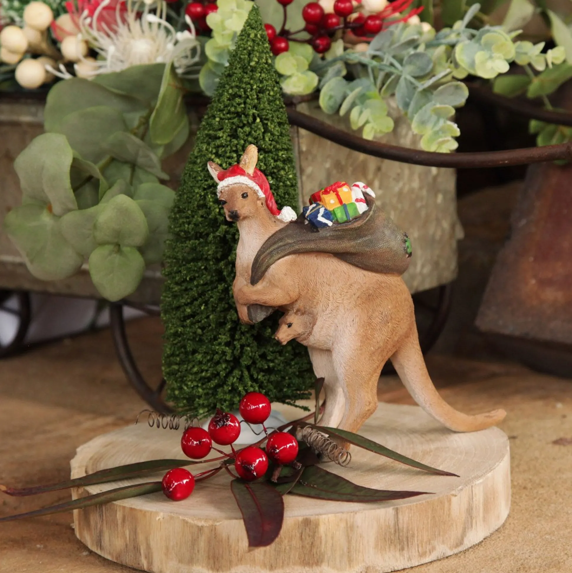 Round Natural Wood Timber Slice Christmas Table Decor|