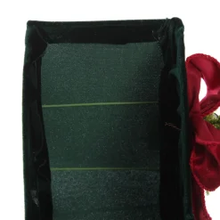 Royal Green Velvet Sleigh with Red Bow Christmas Ornaments|