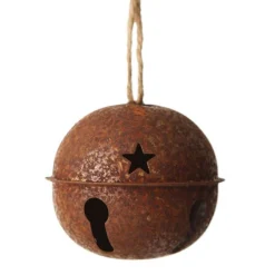 Rusted Bell Decorations 8cm - Set of 2 Christmas Bells And Bows|