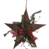 Rusted Tin Star Tree Topper with Buffalo Check Bow and Pine Tree Toppers|