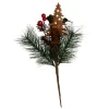 Rusted Tin Tree, Pinecone and Red Berry Pick Christmas Pick|