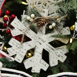 Rustic Christmas Tree Farm White Washed Snowflake Ornament Snowflakes And Stars|