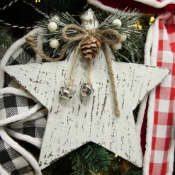 Rustic Christmas Tree Farm White Washed Star Ornament Snowflakes And Stars|