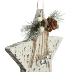 Rustic Christmas Tree Farm White Washed Star Ornament Snowflakes And Stars|