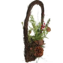 Rustic Pine and Cone Basket Christmas Wall Hanging Wall Hangings And Signs|