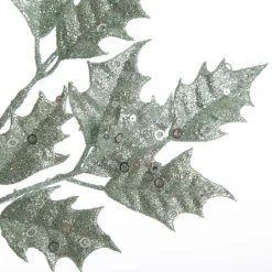 Sage Glitter Holly Leaf Spray Christmas Sprays|