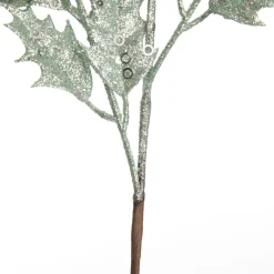 Sage Glitter Holly Leaf Spray Christmas Sprays|