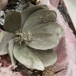 Sage Mixed Petal Magnolia Flower Stem with Beads Christmas Flowers|