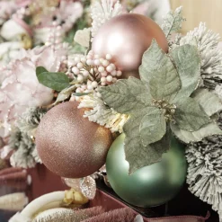 Sage Velvet Poinsettia Flower Clip Glitter Trim Christmas Flowers|