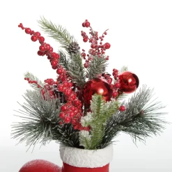 Santa Boot Christmas Ornament with Frosted Pine, Pinecone and Berries Christmas Ornaments|