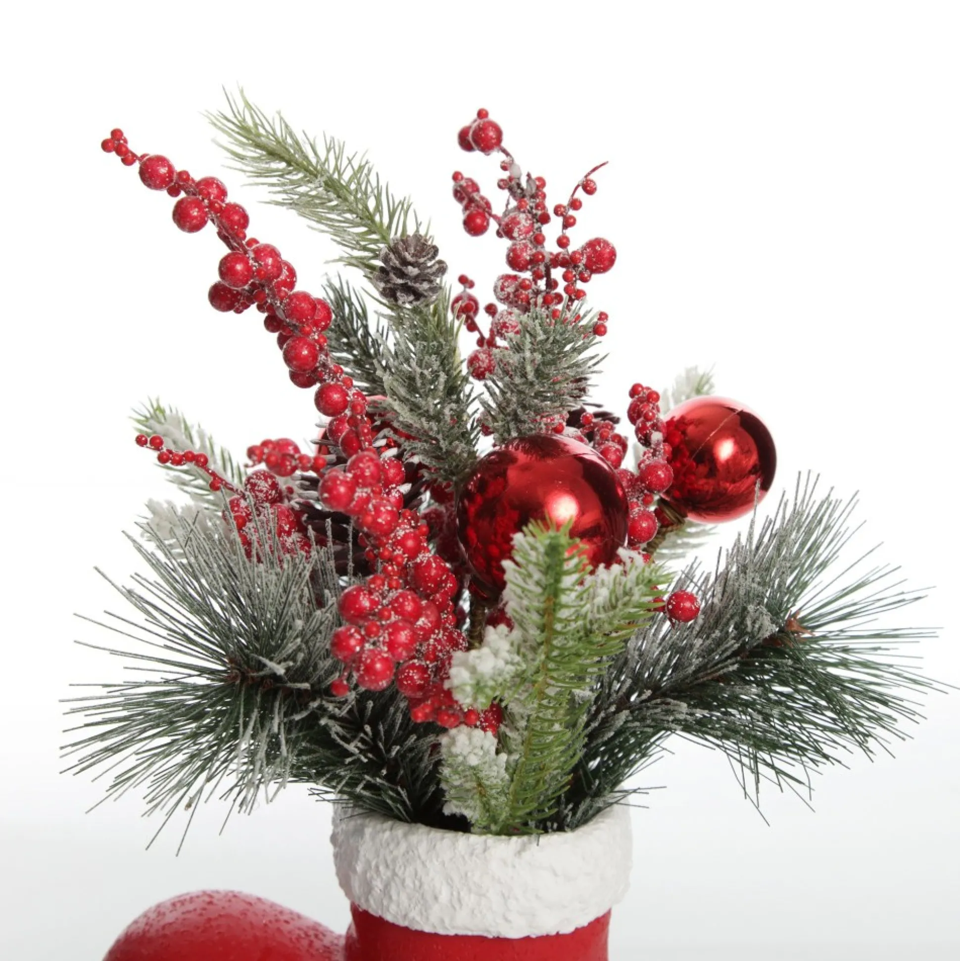 Santa Boot Christmas Ornament with Frosted Pine, Pinecone and Berries Christmas Ornaments|