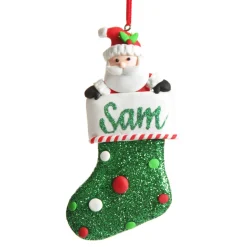 Santa in Glitter Stocking Decoration Personalised Decorations|