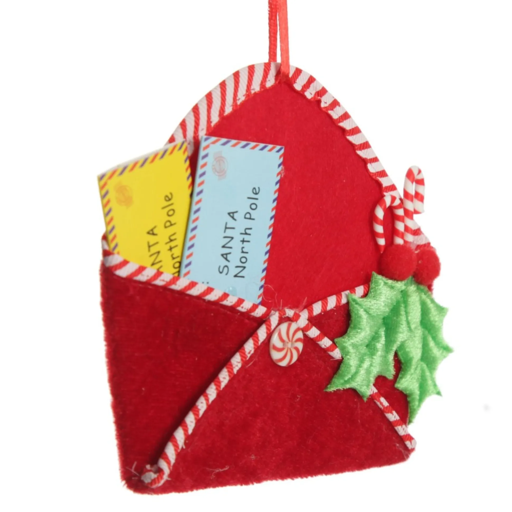 Santa Mail Hanging Decoration with Candy Cane Trim Christmas Tree Decorations|