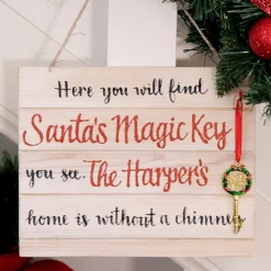 Santa's Magic Key Wood Plaque Christmas Plaques|