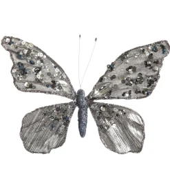 Shiny Blue Butterfly Clip with Sequin Embellishments Butterflies And Birds|