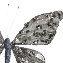 Shiny Blue Butterfly Clip with Sequin Embellishments Butterflies And Birds|