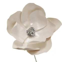 Shiny Ivory Magnolia Flower Stem Christmas Flowers|