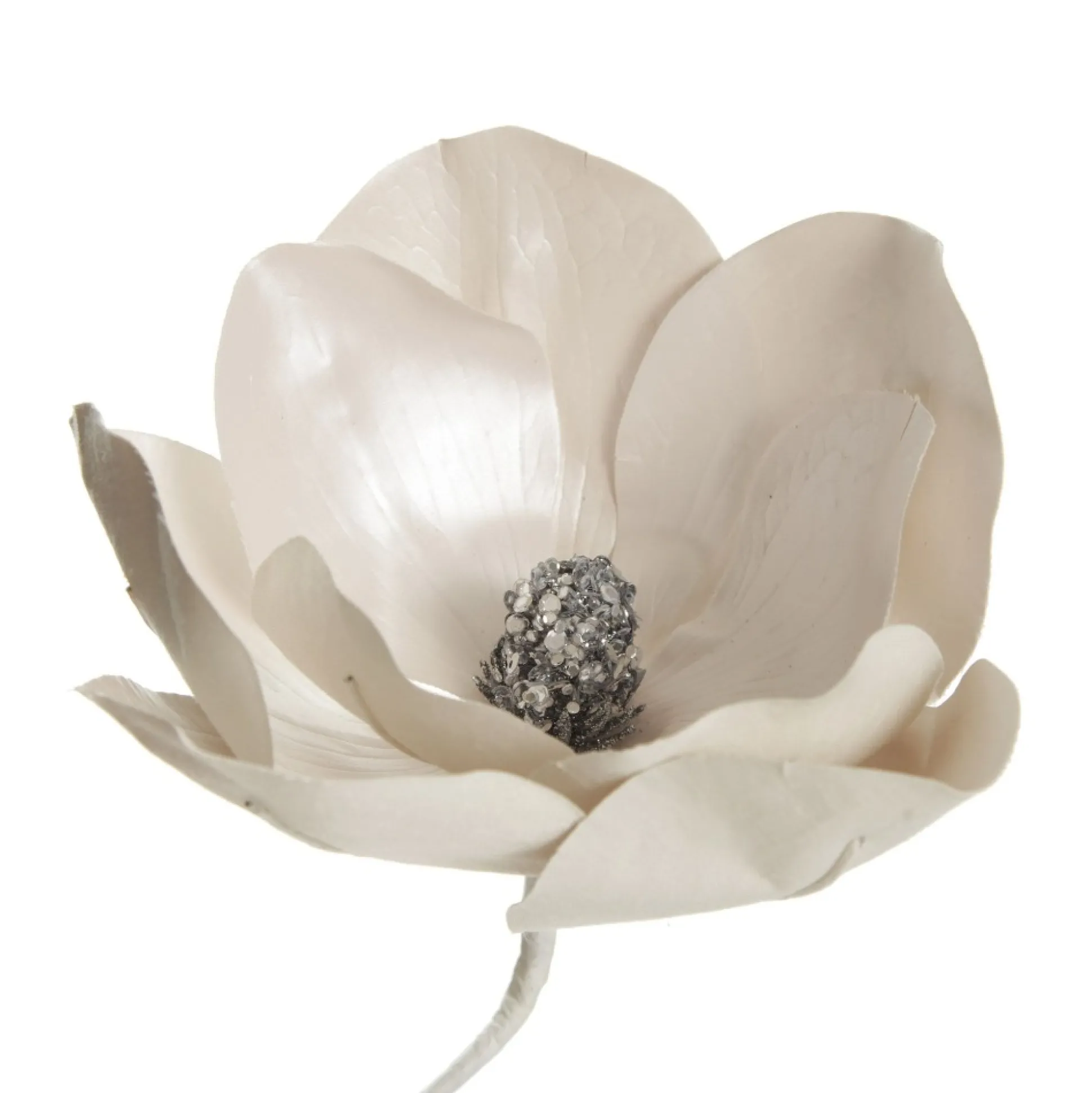 Shiny Ivory Magnolia Flower Stem Christmas Flowers|