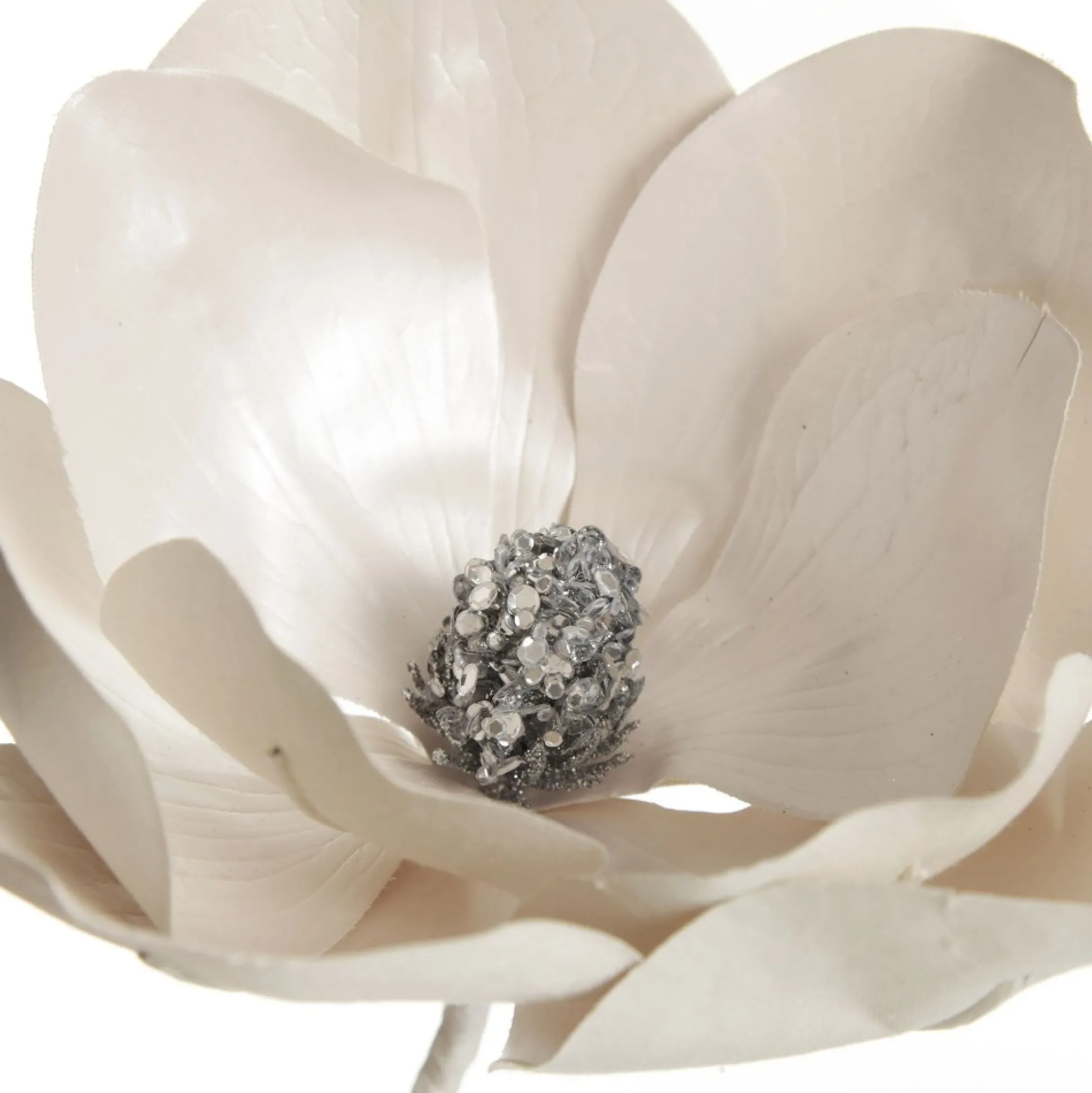Shiny Ivory Magnolia Flower Stem Christmas Flowers|