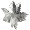 Shiny Silver Foil Poinsettia Flower Clip Christmas Flowers|