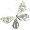 Shiny White and Silver Butterfly Clip with Sequin Embellishments Butterflies And Birds|
