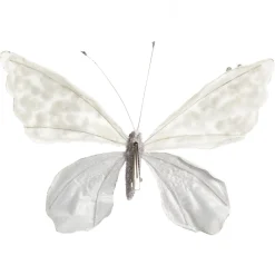 Shiny White and Silver Butterfly Clip with Sequin Embellishments Butterflies And Birds|