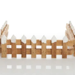 Short Snow Capped Natural Wooden Picket Fence Christmas Tree Skirts|