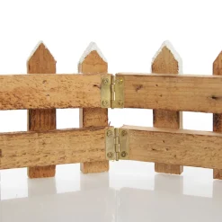 Short Snow Capped Natural Wooden Picket Fence Christmas Tree Skirts|