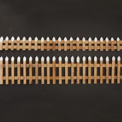 Short Snow Capped Natural Wooden Picket Fence Christmas Tree Skirts|