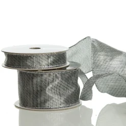 Silver & Grey Metallic Wired Ribbon Ribbons|
