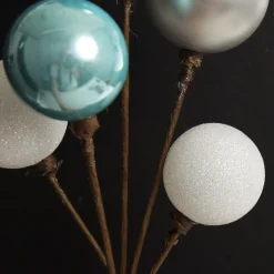 Silver and Blue Christmas Bauble Cluster Pick Christmas Tree Picks|