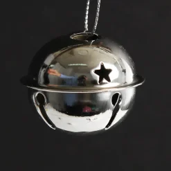 Silver and White 4cm Jingle Bell Decorations - Box of 12 Christmas Bells And Bows|