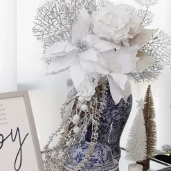 Silver and White Frost Christmas Spray Christmas Sprays|