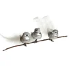 Silver Bird Clip with White Feather Tail - Set of 3 Butterflies And Birds|